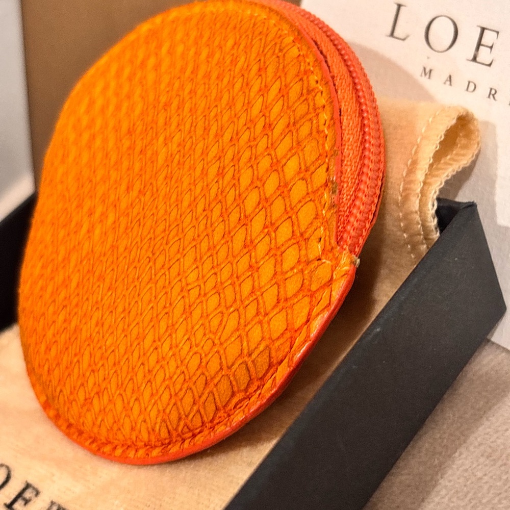 Loewe Orange Python Embossed Zipper Coin Purse Fu… - image 4